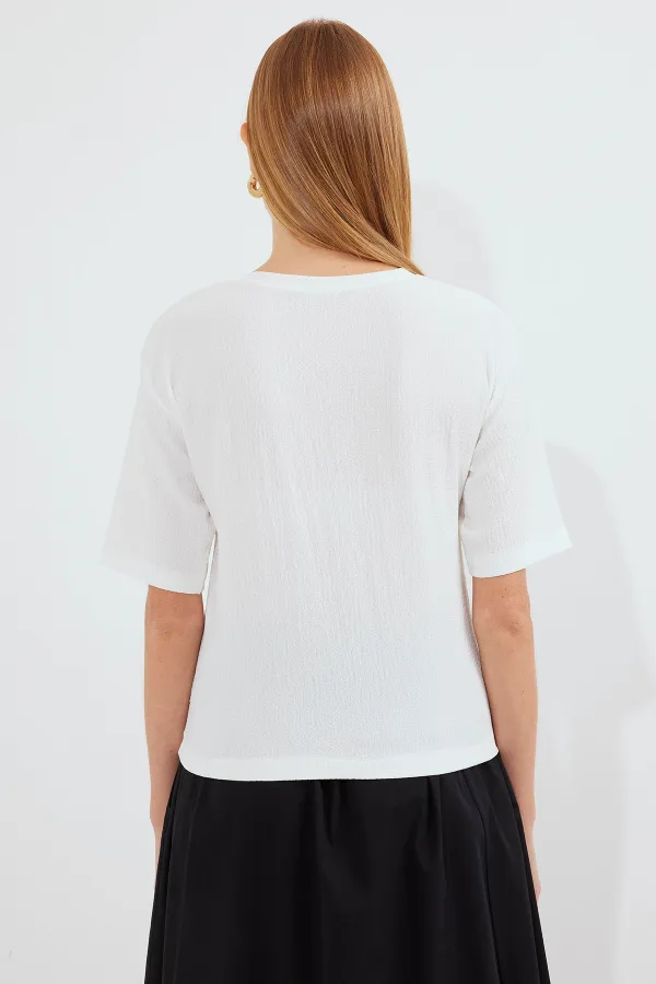 T-shirt basique en maille imprimée 911 - Orange