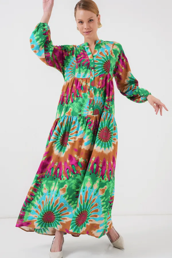 Robe hijab à motifs authentiques 2423 - Verte 9