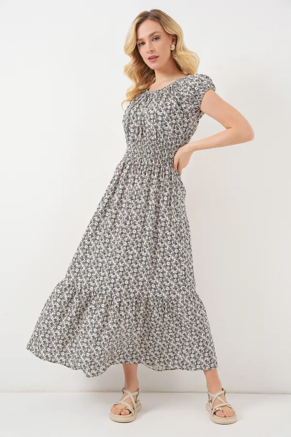 Robe femme à col froncé 2544 - Noire