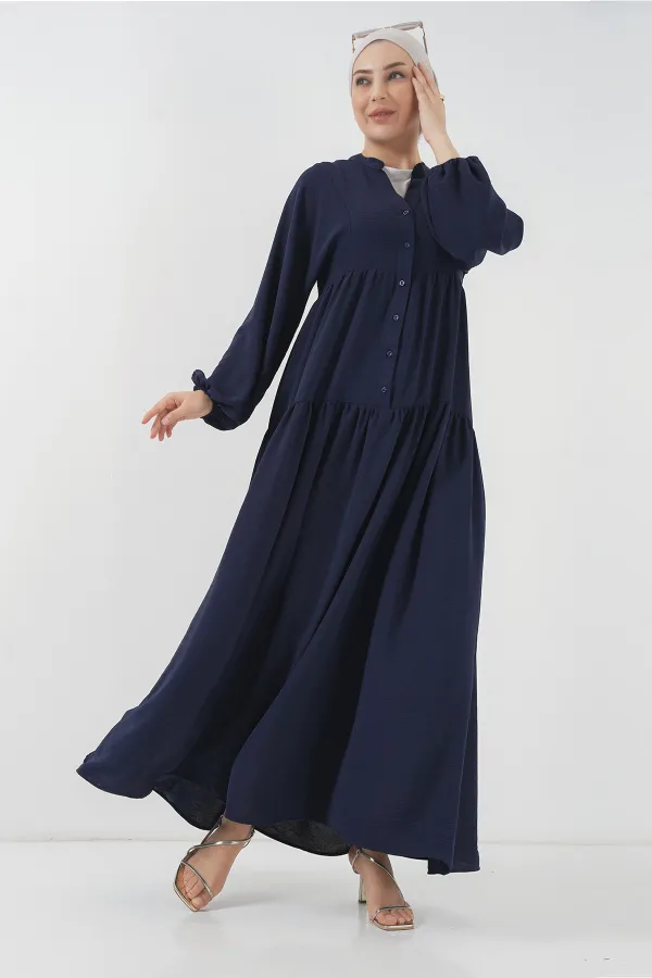 Robe longue hijab pour femme 2527 - Bleu marine