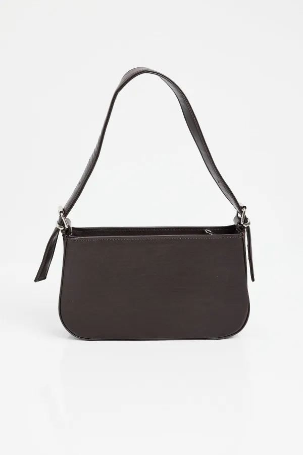 010172 Plain Baguette Shoulder Bag - Brown