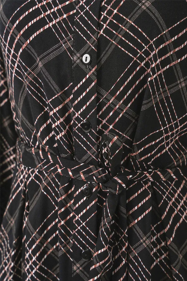 Kadın Boydan Düğmeli Uzun Tesettür Elbise 2588 - D. Siyah