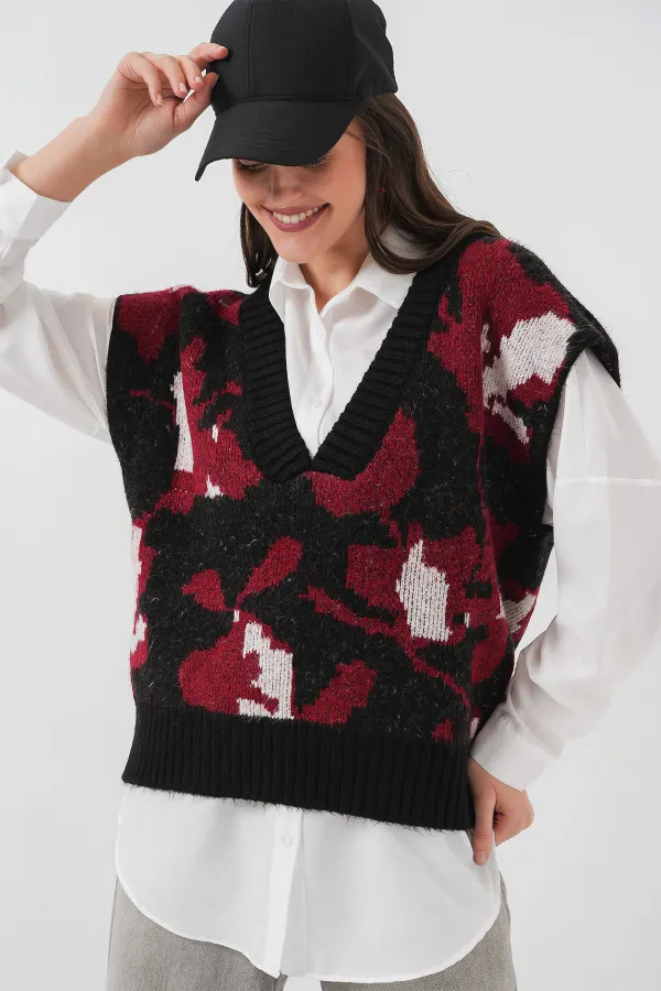 15923 Kadın Oversize Triko Süveter - Siyah