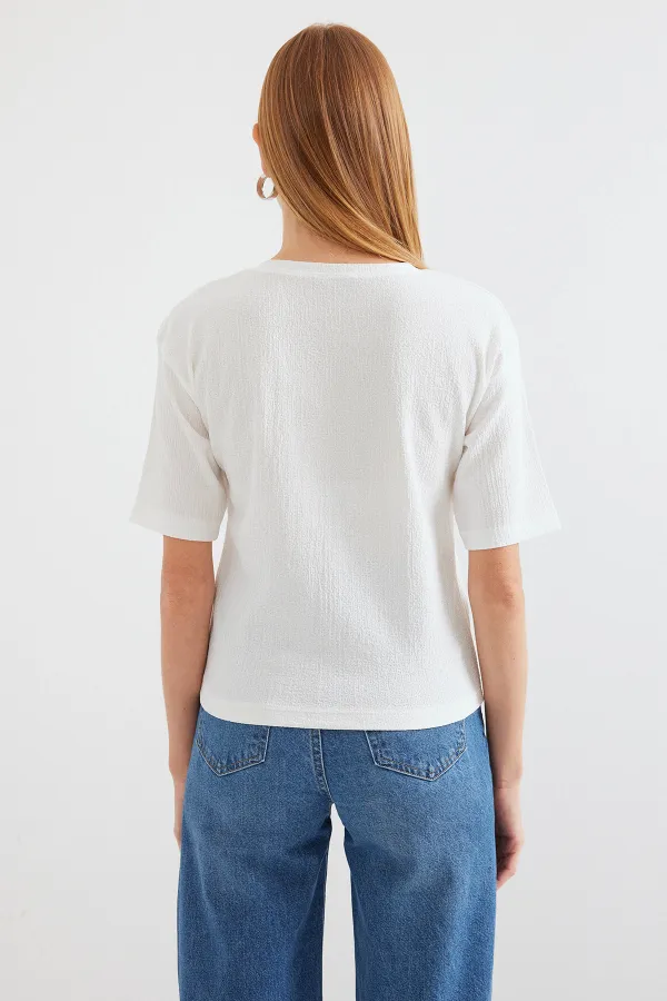 911 Printed Knitted Basic T-Shirt - Blue