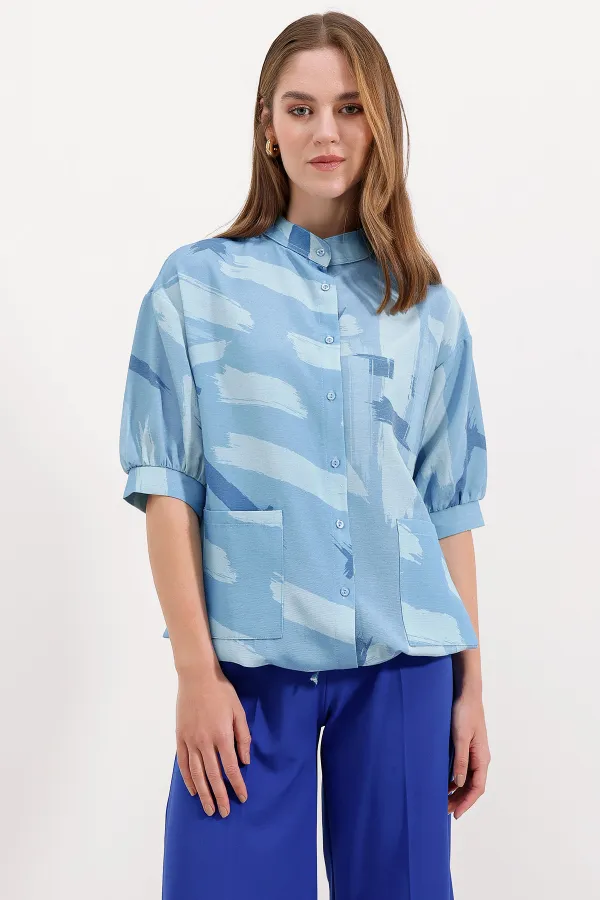 Chemise oversize à motifs 20226 - Bleue