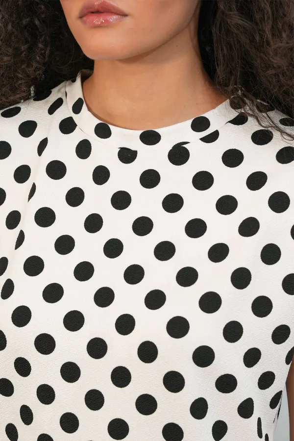 Women's Short-Sleeve Polka Dot Blouse 40009 - White