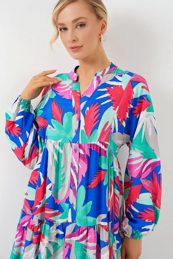 Robe hijab à motifs authentiques 2423 - Rose foncé