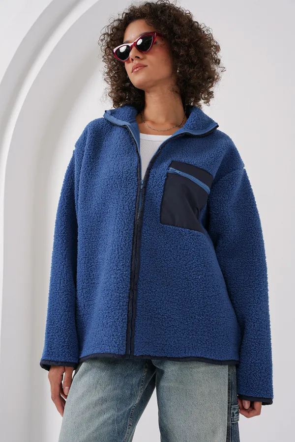 55446 Veste oversize zippée en peluche - Saks
