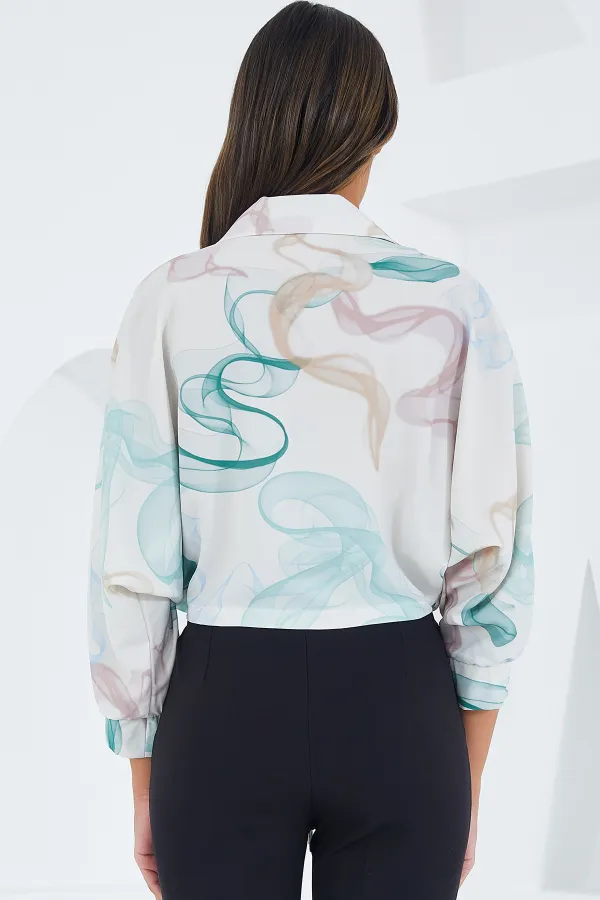 Chemise courte fluide oversize en satin pour femme 906 - Menthe