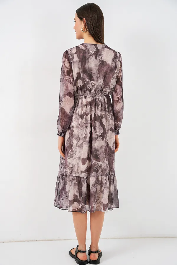 Robe en mousseline à motifs 2137 - Beige clair