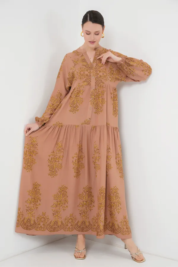 Robe hijab à motif vison et or 2423