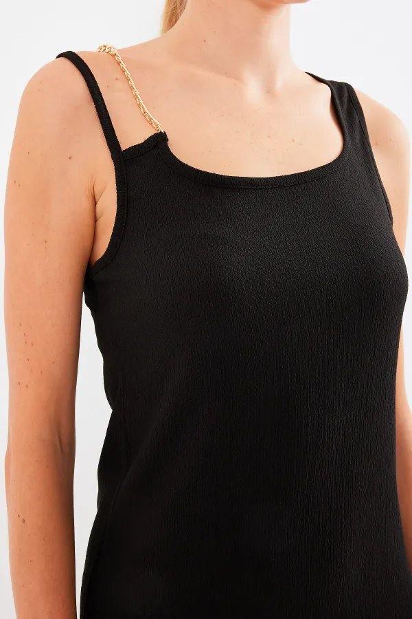 Robe tricotée à détails chaîne 2496 - Noire