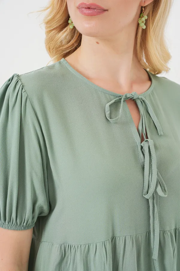 Robe midi à lacets pour femme 2575 - Çağla