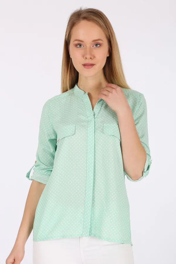 3455 Striped Shirt - Almond Green