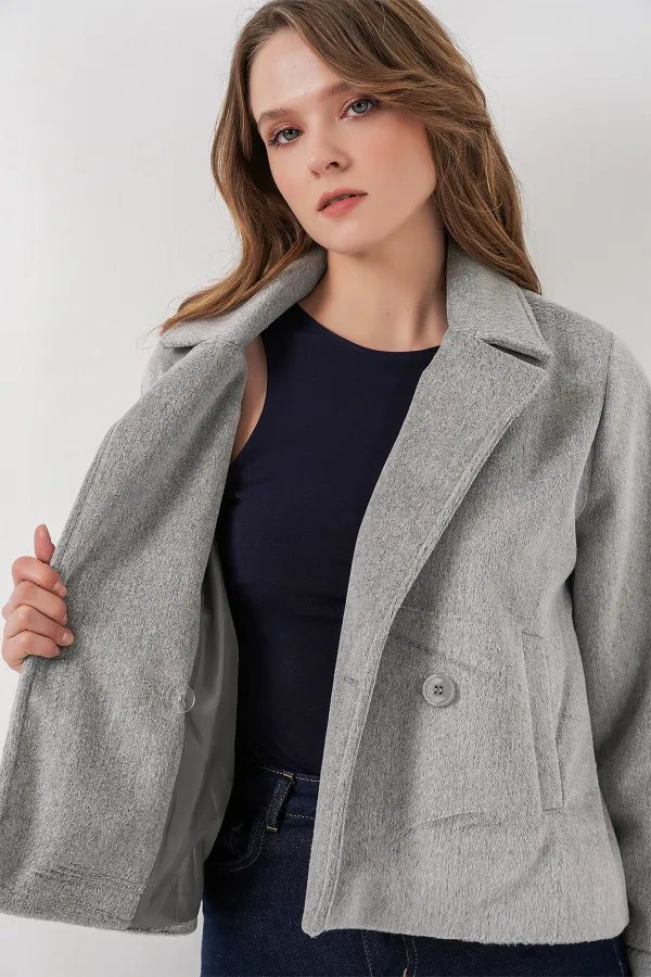 Veste en cachemire pour femme 0725 - Gris clair