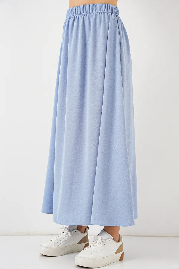 Kadın Uzun Ayrobin Etek 8050 - Mavi