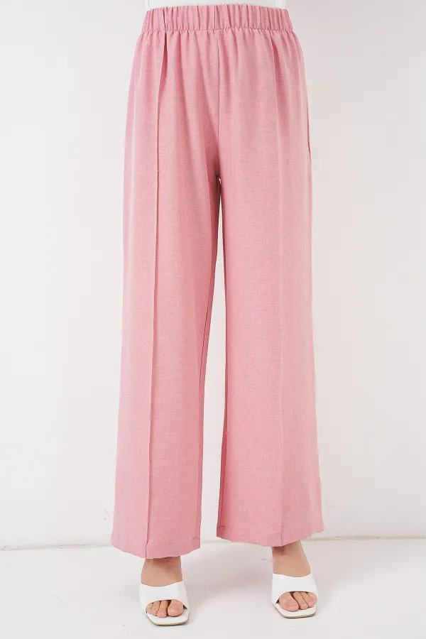 Kadın Keten Kimono İkili Takım 6727 - Gül Kurusu