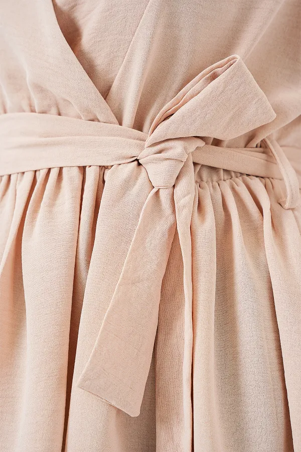 Kadın Kruvaze Yaka Kolsuz Bluz 966 - Krem