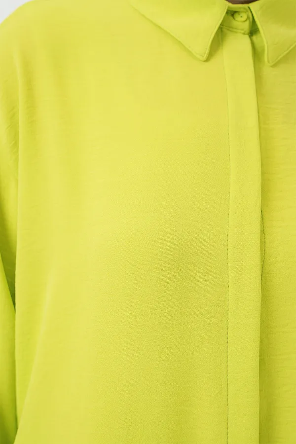 Kadın Uzun Gömlek Tunik 5945 - E.Yeşil