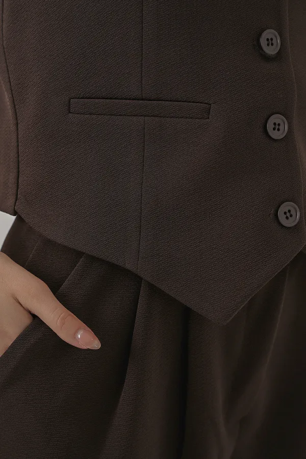 Women's Vest and Trousers Two-Piece Set 30091 - Brown