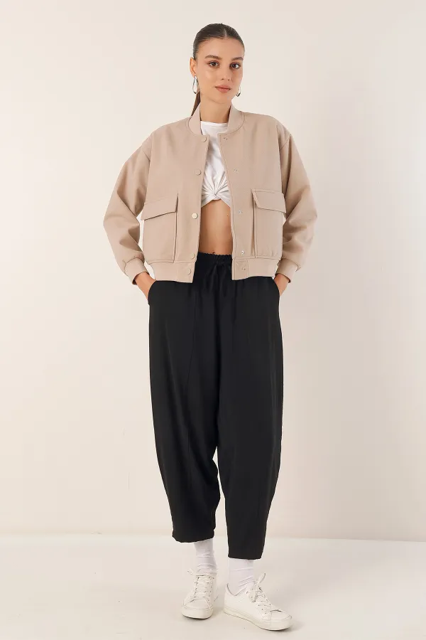 0688 Double Pocket Bomber Jacket - Beige
