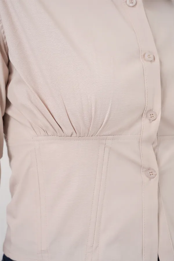 Chemise en popeline coupe ajustée 20231 - Crème