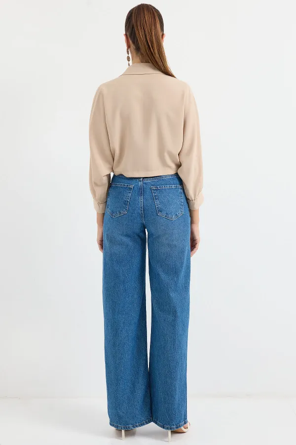 Chemisier drapé oversize 905 - Beige