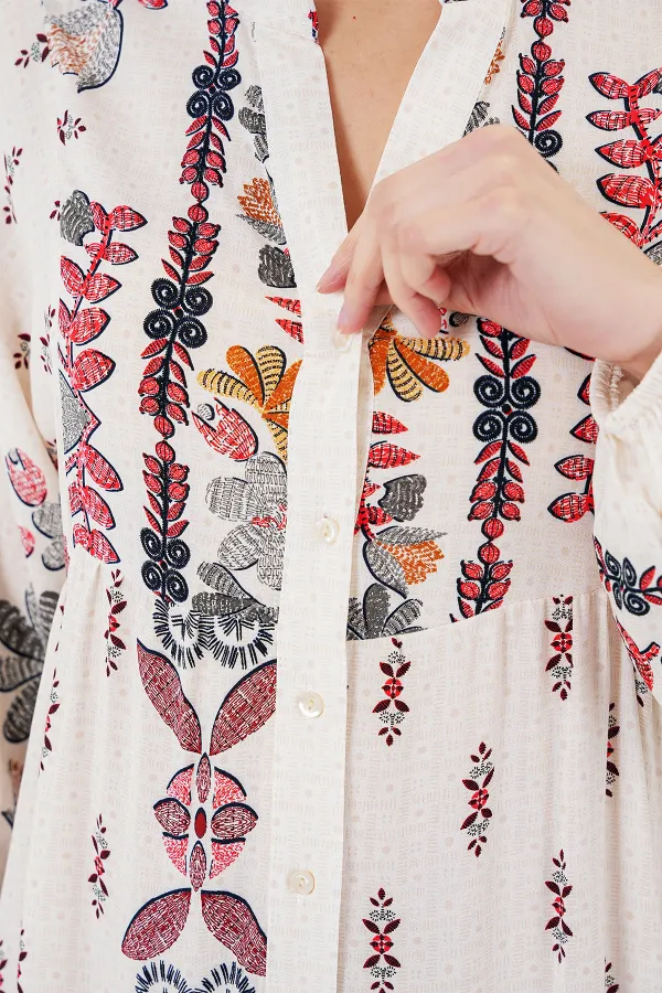 Robe hijab à motifs authentiques 2423 - Rouge Z.