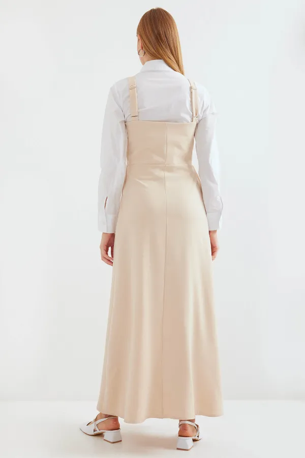 2490 Long Overall Dress - Cream