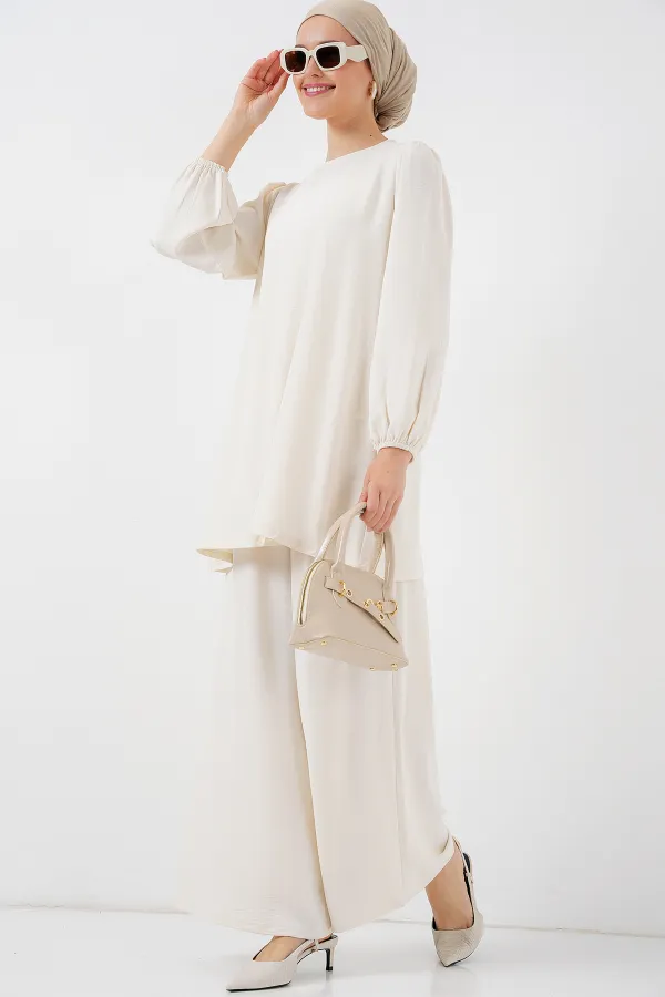 Ayrobin Tunik Pantolon Alt Üst Takım 6712 - Ekru