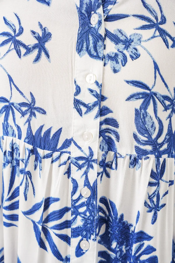 Kadın Desenli Uzun Tesettür Elbise 2585 - F. Saks