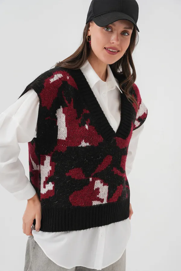 15923 Kadın Oversize Triko Süveter - Siyah