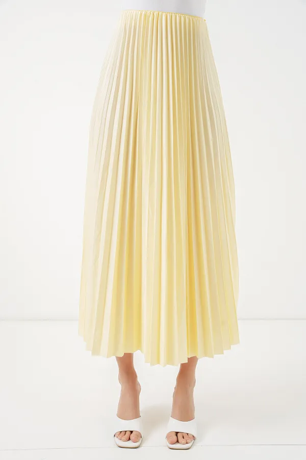 Jupe plissée aspect cuir 8009 - Jaune