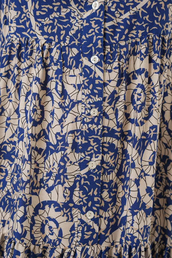 Robe hijab à motifs authentiques 2423 - Bleu marine 7