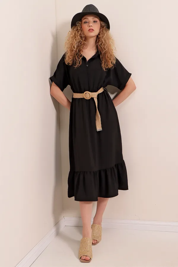 2292 Belted Dress - Black