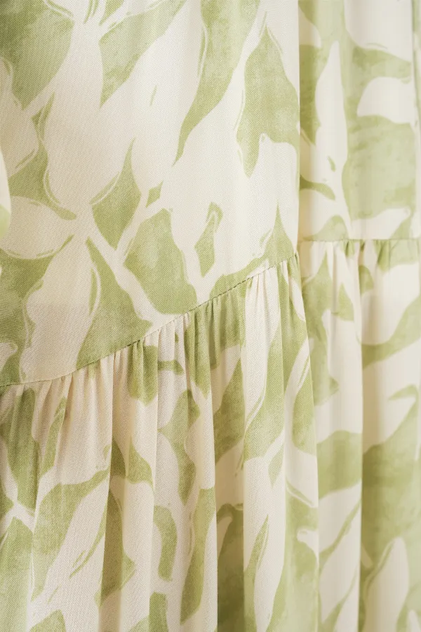 Robe hijab à motifs authentiques 2423 - Vert clair