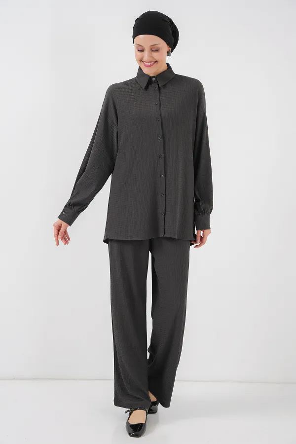 Kadın Örme Tesettür Alt Üst Takım 6711 - Antrasit