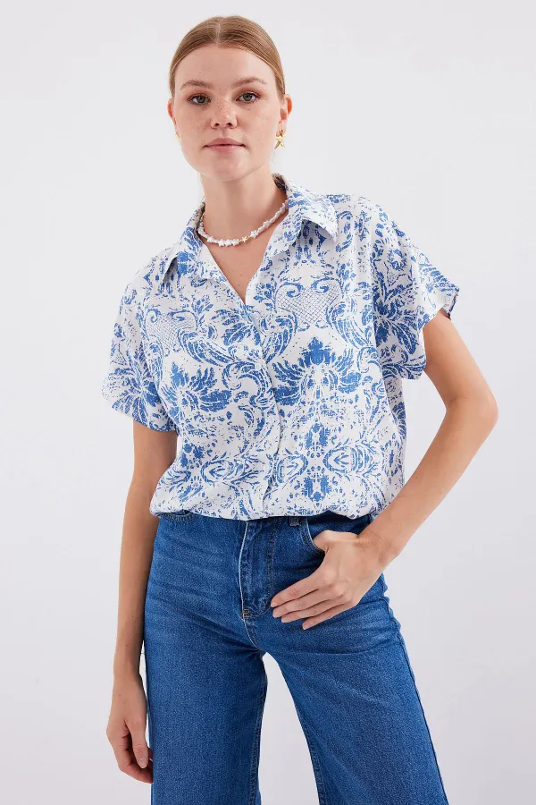 3711 Yarım Kol Gömlek - D.Mavi