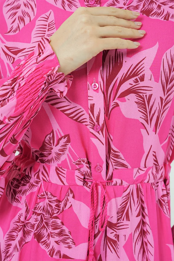 Robe hijab à motifs 2145 - Fuchsia