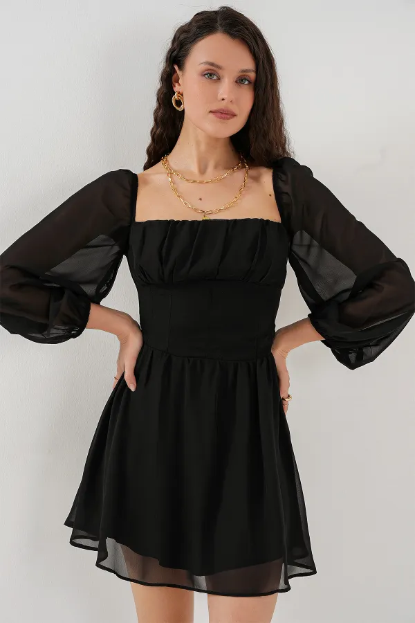 Robe mini en tulle pour femme 2514 - Noir