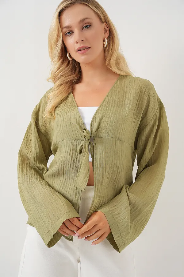 Women's Lace-Up Blouse 952 - Çağla