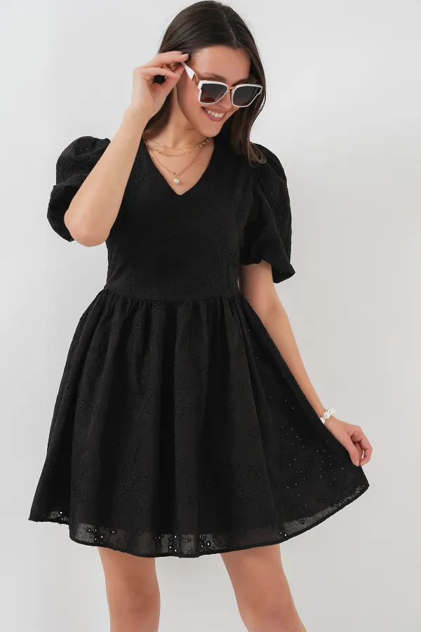 2529 Scalloped Short Dress - Black 2529 Scalloped Short Dress - Black