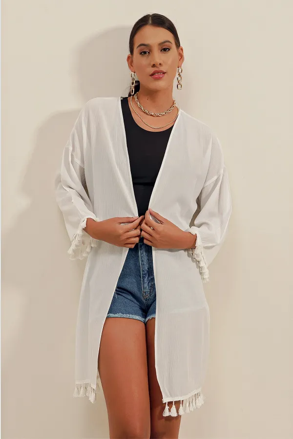 Kimono à volants 5833 - Blanc