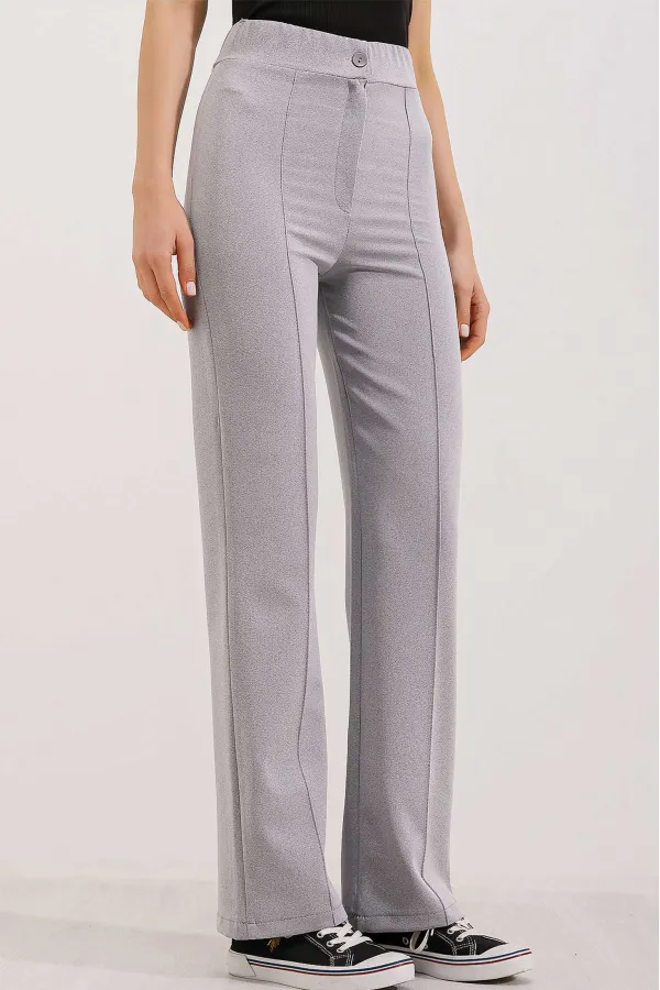Pantalon palazzo taille haute 6629 - Gris