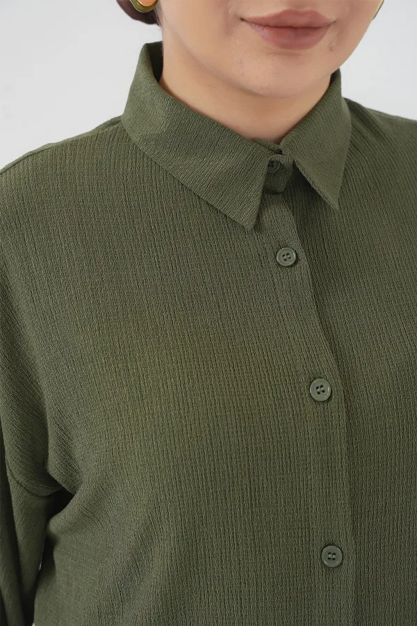 Ensemble hijab tricoté deux pièces T5858 - Kaki