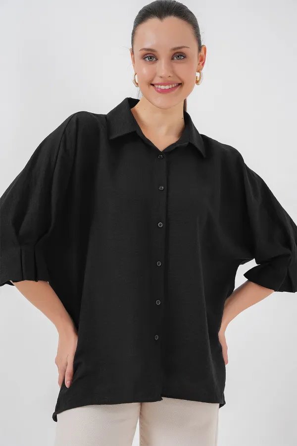 Chemise Ayrobin pour femme avec détail cravate 20290 - Noire