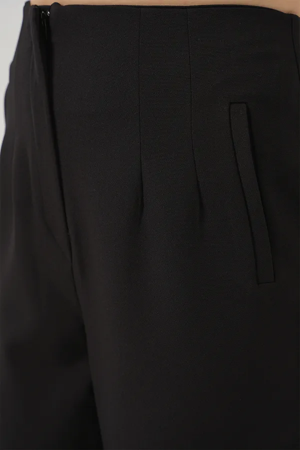 Women's Black High Waist Fabric Trousers 6650 Women's Black High Waist Fabric Trousers 6650