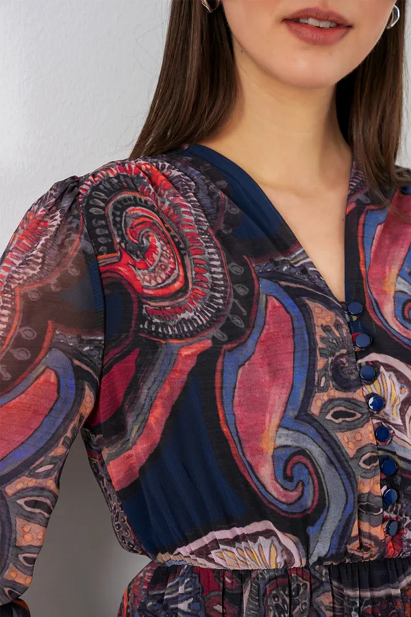 Robe en mousseline à motifs multicolores 2137