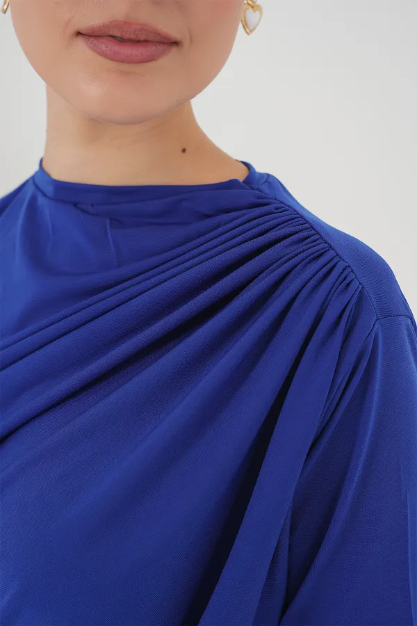 Gathered Detailed Short Sleeve Sandy Blouse 945 - Saks