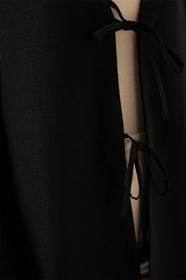 Keten Tesettür Kimono 5968 - Siyah